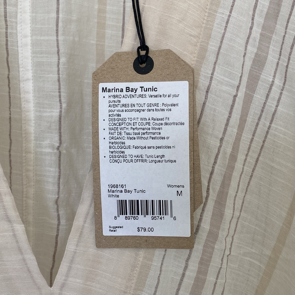 Brand new with tags - Prana swim cover.  Medium. Tan  & cream. Organic cotton - Picture 3 of 7